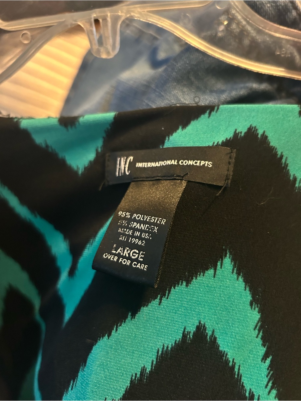 INC International Concepts Green and Black chevron knee length dress